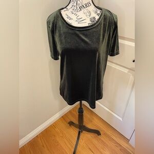 Jaclyn Smith Size Large Velour Like Fabric In Forest Green Short Sleeve Top